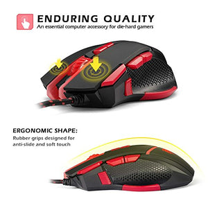 EasySMX Mouse da Gioco, V18 Ottico Programmabile Rosso