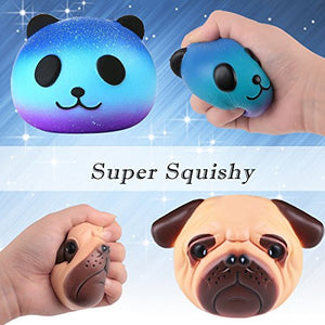 Jumbo Squishies Pack 2 Confezione - ( Panda E Pug Cane), Lento Aumento... - Ilgrandebazar