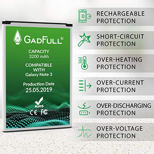 GadFull Batteria compatibile con Samsung Galaxy Note 3 | 2019 Data di... - Ilgrandebazar