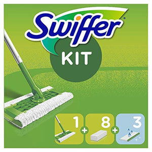 Swiffer Starter Kit Scopa con 1 Manico, 8 Panni Asciutti e 3 Umidi,...