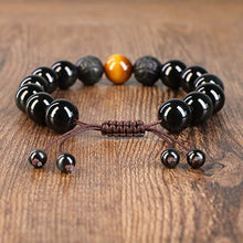 Carica l&#39;immagine nel visualizzatore di Gallery, COAI Bracciale Uomo in Ossidiana e Occhio di Tigre Di Marrone
