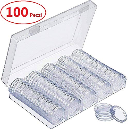 Chriffer 100 PCS Scatola per Monete Capsule di Custodie bianco - Ilgrandebazar