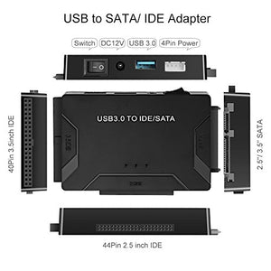 POSUGEAR USB 3.0 a SATA e IDE Adattatore, Convertitore da IDE/SATA a 3.0...