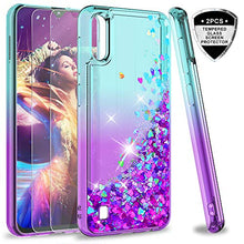 Carica l'immagine nel visualizzatore di Gallery, LeYi Custodia Galaxy A10 Glitter Cover con Vetro EU ZX NZ Sam M10 Teal/Purple