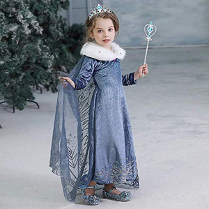Costume da Elsa per bambina - Con guanti e treccia Taglia 120 - 3-4 anni, blu - Ilgrandebazar