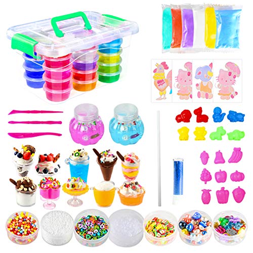 Ucradle Slime Kit (75 Pezzi) - con 24 Colori di melma Cristallo, Super... - Ilgrandebazar