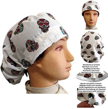 Carica l&#39;immagine nel visualizzatore di Gallery, Cappello sala operatoria donna CRANIO DI MEJICAN BIANCO per capelli lunghi.... - Ilgrandebazar