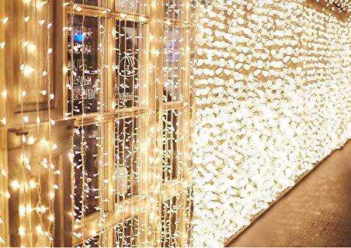600 LED 6M x 3M IDESION Tenda Luminosa Natale Impermeabile IP44 Bianco Caldo - Ilgrandebazar
