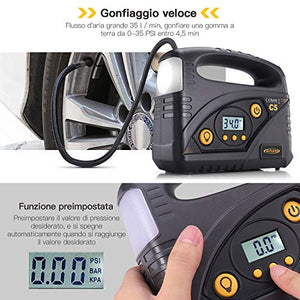 AUTLEAD C5 Compressore Portatile per Auto, 12V 40L/M, Mini Pompa Elettrica... - Ilgrandebazar