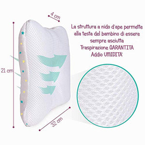 RS-Italy NUOVO Cuscino Neonato Plagiocefalia Traspirante Antisoffoco e Bianco - Ilgrandebazar