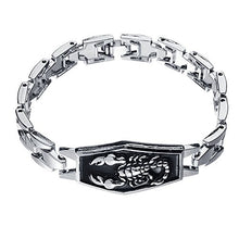 Carica l&#39;immagine nel visualizzatore di Gallery, ODETOJOY segno zodiacale Scorpione bracciale da uomo in acciaio INOX catena... - Ilgrandebazar