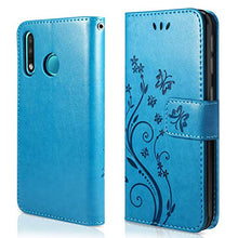 Carica l&#39;immagine nel visualizzatore di Gallery, AROYI Cover Huawei P30 Lite, Retro Design Flip Caso in PU Pelle Premium Bleu - Ilgrandebazar