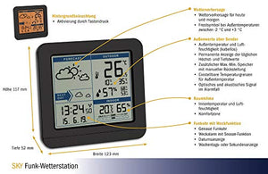 TFA Dostmann Sky Stazione meteorologica Radio, Nero, (L) 123 x (B) 52 x (H)... - Ilgrandebazar