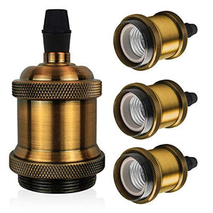 DiCUNO E27 Vintage Portalampada, Edison retro lampada a 4P, Brass