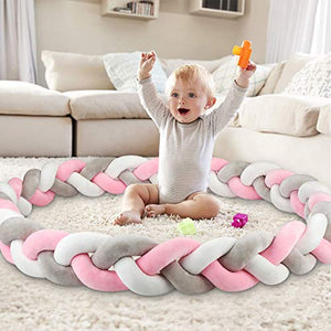 Luchild Paracolpi Lettino Neonato Culla 2m Grigio+Bianco+Rosa
