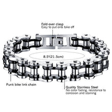 Carica l&#39;immagine nel visualizzatore di Gallery, Cupimatch Uomo Braccialetto Bracciale Catena Bici Acciaio Inox Nero Argento... - Ilgrandebazar