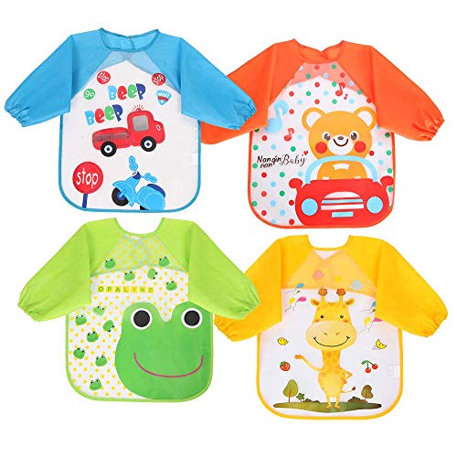 Vicloon Bavaglino a Manica,Set di 4 Bambini Impermeabile con 4PCS