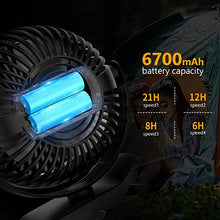 Carica l&#39;immagine nel visualizzatore di Gallery, EasyAcc Ventilatore Clip da Campeggio,6700mAh USB 6700mAh, Nero