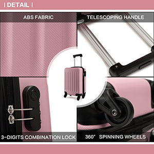 Kono Trolley rigido in ABS Bagaglio a Mano Valigia Rigida e Leggera con Rosa