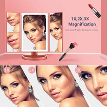 Carica l&#39;immagine nel visualizzatore di Gallery, Ammiy Specchio per Il Trucco con Luce 1x / 2X / 3X Trifold ingrandente con...