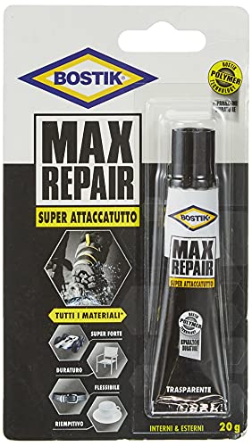 Bostik MAX REPAIR adesivo di riparazione super forte, flessibile, per incollaggi estremi g 20, Trasparente