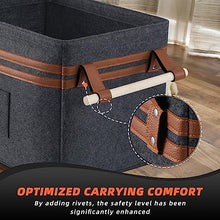 Carica l&#39;immagine nel visualizzatore di Gallery, YIHATA Cesto Portalegna in Feltro per Legna da Ardere, Borsa Portalegna, Cesta Pieghevole con Manici Rinforzati | Ideale per Interni, Camino | Stabile con Telaio Metallico Integrato | Grigio Scuro