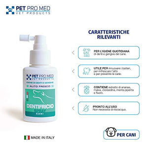 Virosac PetProMed - Dentifricio Spray - Ideale per l'igiene di denti e gengive del cane - 1 flacone da 50 ml con estratto di ananas e menta