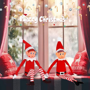 NCKIHRKK Elfo di Natale, 3 Pezzi Elfi Dagli Occhi Blu Elfo Natale Pupazzo, 35 cm Corpo Morbido e Viso in Vinile Elfo Dispettoso di Natale, con Cappello, Peluche Elfo Rosso