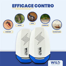 Carica l'immagine nel visualizzatore di Gallery, WILD SOLUTION - Pest Whisperer 2.0 - Repellente Ultrasuoni per Topi Professionale 2023 - Anti Ragni, Formiche, Scarafaggi, Insetti e Ratti - Repellente Topi - Dissuasori per Topi - 2 Pack