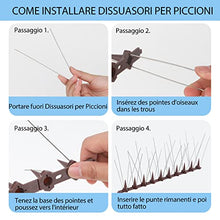 Carica l&#39;immagine nel visualizzatore di Gallery, Dissuasori per Piccioni Inox, 3.6 Metri Spuntoni anti Uccelli, Anti Piccioni Balcone Repellente Piccioni per Spaventare Piccioni, Corvi, Passeri, Gatti, Protezione del Giardino - Marrone
