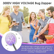 Carica l&#39;immagine nel visualizzatore di Gallery, Racchetta Zanzare Elettrica, Mosiller 2 in 1 Scacciamosche Elettrico E 3000V Scacciamosche Da con USB Base Di Ricarica, Insetti Scacciamosche Portatile e Lampada UV per Casa, Cucina, Interni E Estern