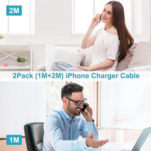 Carica l&#39;immagine nel visualizzatore di Gallery, Cavo iPhone Originale Apple Certificato MFi, Cavo Lightning 1M+2M 2Pack, Cavetto iPhone Cavo Ricarica iPhone Cavo Caricatore iPhone Filo Cavo USB per iPhone 14 13 12 11 Pro Max XS XR X 8 7 6 5 SE iPad