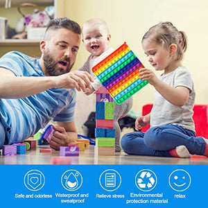 Pop it 10x10 con Il Numero,l’arcobaleno popit Gioco,poppit Giocattoli per ridurre lo stress dei bambini e degli adulti,Grande Quadrato Fidget Toys,Gigante da 100 pupit,da Fidget Toys Set (100 pupit)
