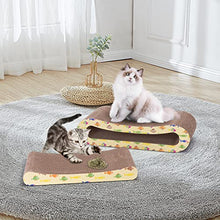 Carica l&#39;immagine nel visualizzatore di Gallery, Nobleza 2 in 1 Tiragraffi per Gatti Cartone con Erba gatta, Graffiatoio in Cartone Ondulato Reversibile per Proteggere Mobili
