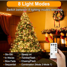 Carica l'immagine nel visualizzatore di Gallery, Realky Luci Albero di Natale, 62.2M 520 LED Luci Natalizie da Esterno ed Interno, 8 Modalità con Funzione Memoria e Telecomando Luci di Natale per Giardino, Balcone, Casa, Festa - Bianco Caldo
