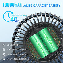 Carica l&#39;immagine nel visualizzatore di Gallery, Mini Ventilatore USB Portatile con Clip 10000 mAh, 3 in 1 Ventilatore Versatile con Luce a LED, 12-40 ore, Ricaricabile Ventilatore da Tavolo Silenzioso, Rotazione di 360°, per Ufficio, Auto, Viaggio