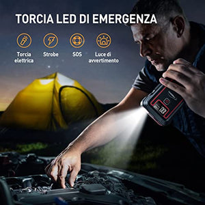 YABER Avviatore Batteria Auto, 3500A 23800mAh Avviatore Emergenza per Auto (Adatto a Tutti i Veicoli a Benzina o 8.0L Diesel), 10W Caricatore Wireless con Torcia LED, USB C