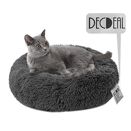 Decdeal Ciambella per Animali Domestici Morbido Diameter 50cm, Dark grey - Ilgrandebazar