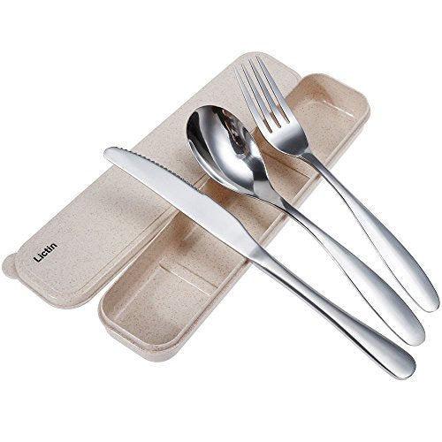 Lictin Set Posate monoblocco in Acciaio Inossidabile da Beige