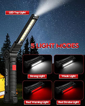 Carica l'immagine nel visualizzatore di Gallery, Coquimbo Festa del Papa Idee Regalo Torcia LED USB Ricaricabile COB Lampada da Lavoro Lampade di Ispezione Pieghevole con Base Magnetica e Gancio per Auto/Campeggio/Home e di Emergenza Uso (2 Pezzi)