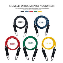 Carica l&#39;immagine nel visualizzatore di Gallery, OMORC Set di Fasce Resistenza - 5 Bande Elastiche in Lattice con...