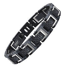 Carica l&#39;immagine nel visualizzatore di Gallery, COOLMAN - Bracciale da uomo, Braccialetto in acciaio Argento + Nero - Ilgrandebazar