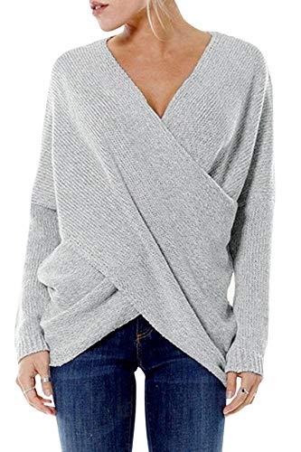 YOINS Maglione da Donna Top Lavorato a XXL, Grigio Chiaro-nuovo - Ilgrandebazar