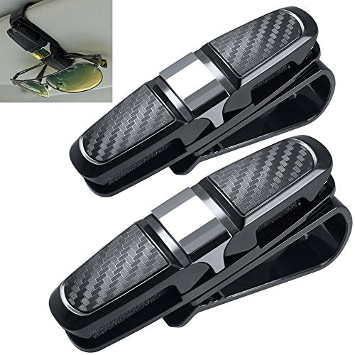FineGood - Set di 2 supporti per occhiali da sole auto, con clip per...