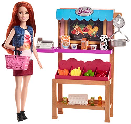 Barbie- Negozio di Alimentari con Scaffali Bilancia e Accessori, FJB27 - Ilgrandebazar