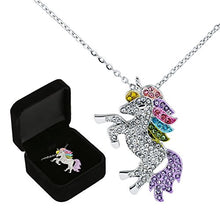 Carica l'immagine nel visualizzatore di Gallery, Naler Collana pendente con unicorno, Ciondolo ciondolo in argento con... - Ilgrandebazar
