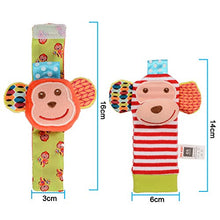 Carica l&#39;immagine nel visualizzatore di Gallery, Twister.CK Baby Rattle, 4 Pz Neonato Sonagli da Polso e Scimmia + Elefante