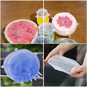FAPPEN Coperchio Silicone, Coperchi in Silicone Estensibile Trasparente+blu