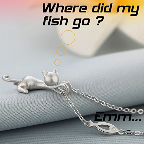 Collana Con Ciondolo Gatto E Farfalla In Argento 925 – Per Amanti Dei Gatti, Regalo Donna - 4