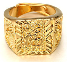 Carica l&#39;immagine nel visualizzatore di Gallery, Halukakah ● Oro Tutto Bene ● Uomo Maschile Anello in 18K 18 Carati 18 Fortuna - Ilgrandebazar
